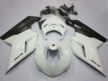 Meilleurs Carénages Moto Ducati 848 2007-2014 - Blanc Perle Noir Mat