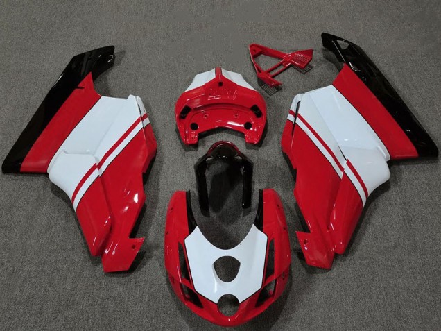 Carénages Moto Ducati 749 999 2003-2004 - Blanc Rouge Noir Brillant