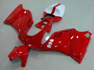 Meilleurs Carénages Moto Ducati 996 1993-2005 - Rouge Brillant Blanc