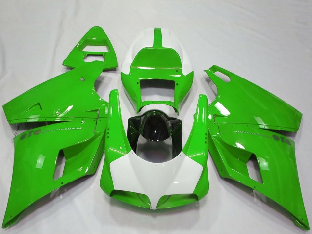 Carénages Moto Ducati 916 1993-2005 - Vert Blanc Noir Brillant Performance