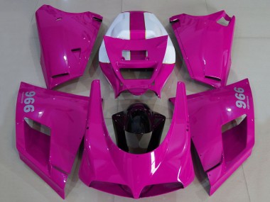 Meilleurs Carénages Moto Ducati 996 1993-2005 - Rose Brillant Blanc Noir