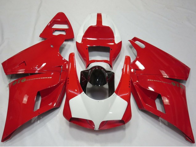Carénages Moto Ducati 916 1993-2005 - Rouge Blanc Noir Brillant Performance