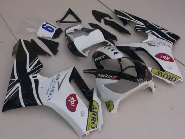 Meilleurs Carénages Moto Triumph Daytona 675 2006-2008 - Blanc Noir Brillant Flag