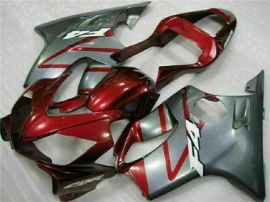 Meilleurs Kits Carénage Moto Honda CBR600 F4i 2001-2003 - Argent Rouge