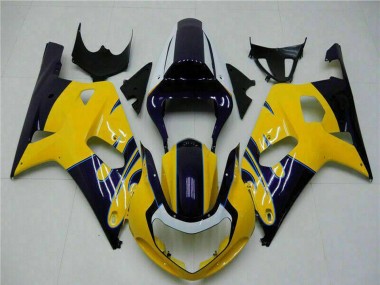 Meilleurs Carénages Moto Suzuki GSXR 600/750 2001-2003 - Jaune Bleu Foncé Noir Brillant
