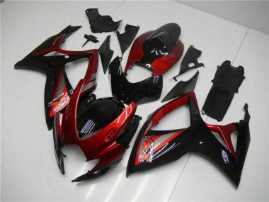 Meilleurs Carénage Moto Suzuki GSXR 600/750 2006-2007 - Rouge Noir Brillant