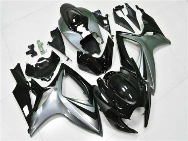 Meilleurs Carénages Moto Suzuki GSXR 600/750 2006-2007 - Argent Noir Brillant