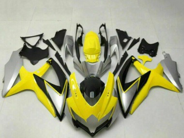 Meilleurs Carénages Moto Suzuki GSXR 600/750 2008-2010 - Jaune Argent Noir Brillant