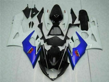 Meilleurs Carénage Moto Suzuki GSXR 1000 2005-2006 - Blanc Bleu Noir Brillant