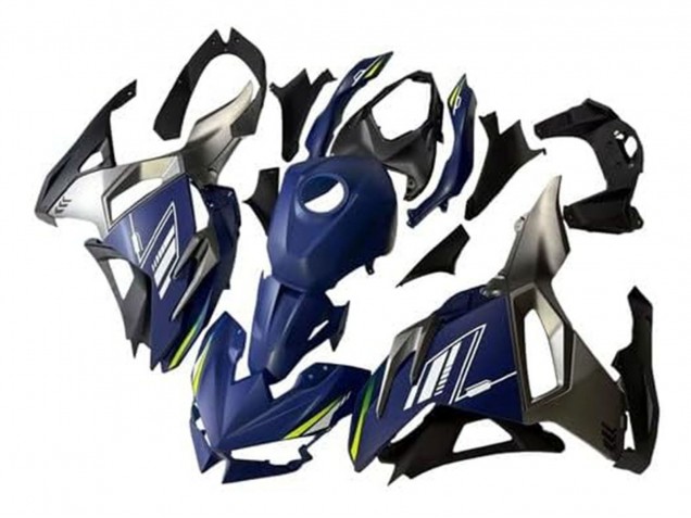 Carénages Moto Kawasaki Ninja 500 EX500R 2024-2025 - Bleu Blanc Jaune Argent Noir