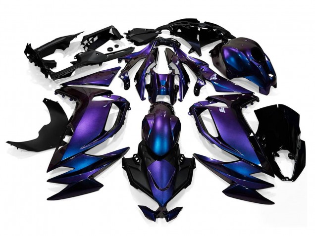 Carénages Moto Kawasaki Ninja 650 EX650 2020-2024 - Caméléon Bleu Violet