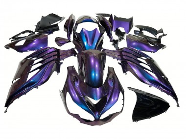 Meilleurs Carénages Moto Kawasaki ZX14R ZZR1400 2012-2024 - Caméléon Bleu Violet