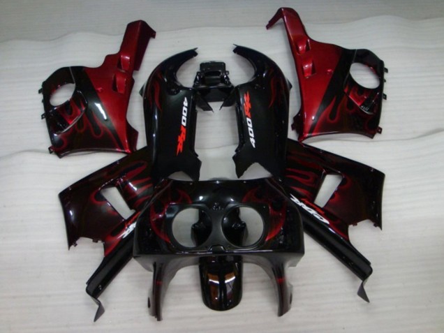 Carénages Moto Honda CBR400RR NC29 1990-1999 - Noir Brillant Rouge Flamme