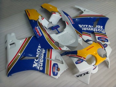 Meilleurs Carénages Moto Honda VFR400R NC30 1988-1992 - Blanc Bleu Jaune Rothmans
