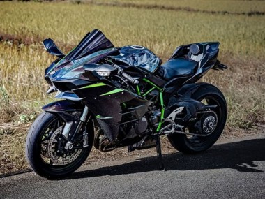 Meilleurs Carénages Moto Kawasaki Ninja H2 2015-2022 - Noir Bleu Caméléon Vert