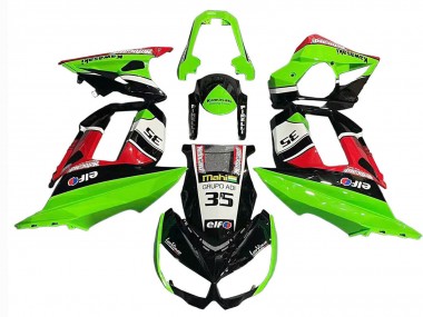 Meilleurs Carénages Moto Kawasaki Z1000SX 2010-2016 - Vert Rouge Noir Brillant Elf 35