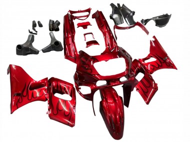 Meilleurs Carénages Moto Kawasaki ZZR600 1998-2003 - Rouge Noir Flamme