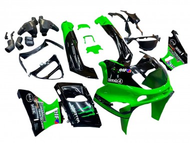 Meilleurs Carénages Moto Kawasaki ZZR600 1998-2003 - Vert Noir Monstre Elf