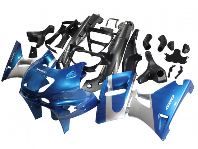 Carénages Moto Kawasaki ZZR400 1993-2007 - Bleu Argent Noir