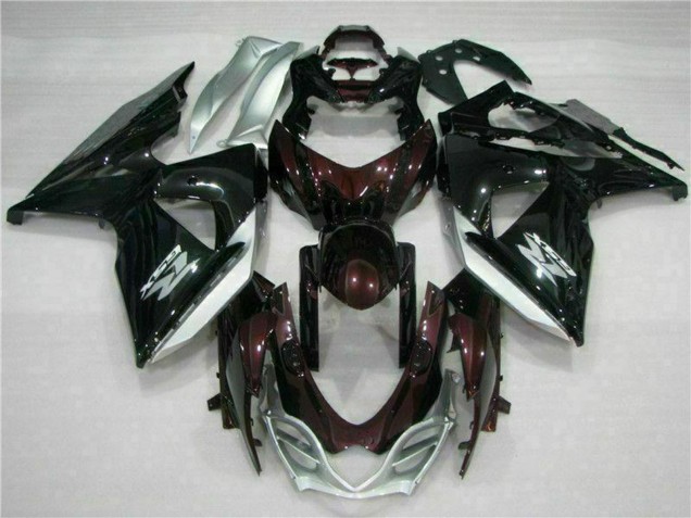 Carénages Moto Suzuki GSXR 1000 2009-2016 - Noir Brillant Argent Blanc