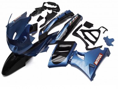 Meilleurs Carénages Moto Kawasaki ZZR600 1998-2003 - Bleu Noir Rouge Motul