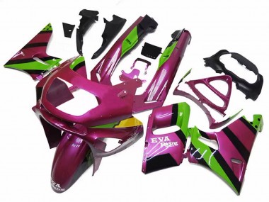 Meilleurs Carénages Moto Kawasaki ZZR600 1998-2003 - Rose Foncé Vert EVA Courses