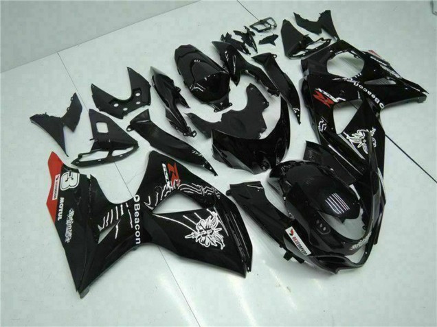 Carénages Moto Suzuki GSXR 1000 2009-2016 - Noir Brillant Rouge Balise Motul