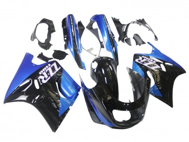 Meilleurs Carénages Moto Kawasaki ZZR1100 1990-1992 - Bleu Noir Brillant