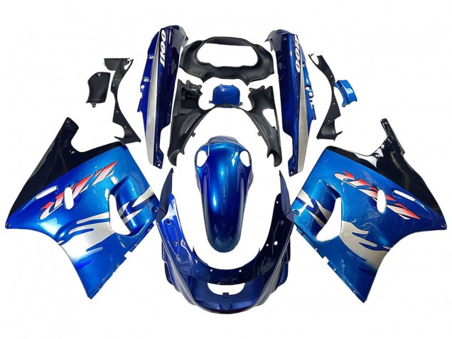 Carénages Moto Kawasaki ZZR1100 1993-2003 - Bleu Argent Noir