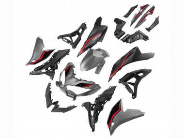 Meilleurs Carénages Moto Kawasaki Versys 650 2021-2024 - Gris Rouge Noir