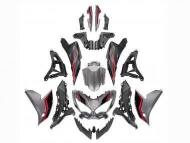 Meilleurs Carénages Moto Kawasaki Versys 650 2022-2025 - Gris Rouge Noir
