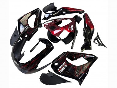 Meilleurs Carénages Moto Yamaha YZF 1000R Thundecourses 1997-2007 - Noir Rouge Foncé Flamme