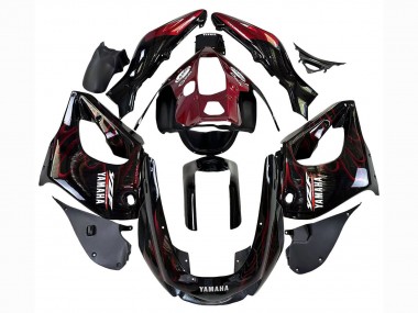 Meilleurs Carénages Moto Yamaha YZF 1000R Thundecourses 1997-2007 - Noir Rouge Foncé Flamme
