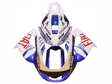 Meilleurs Carénages Moto Yamaha YZF 1000R Thundecourses 1997-2007 - Blanc Bleu Fiat Motul