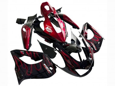 Meilleurs Kits Carénage Moto Yamaha YZF 1000R Thundecourses 1997-2007 - Noir Rouge Flamme