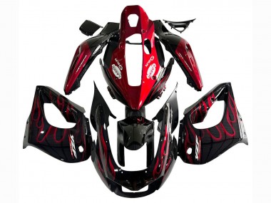Meilleurs Kits Carénage Moto Yamaha YZF 1000R Thundecourses 1997-2007 - Noir Rouge Flamme