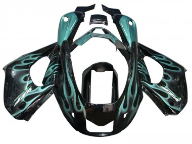 Meilleurs Carénages Moto Yamaha YZF 1000R Thundecourses 1997-2007 - Noir Brillant Bleu Flamme