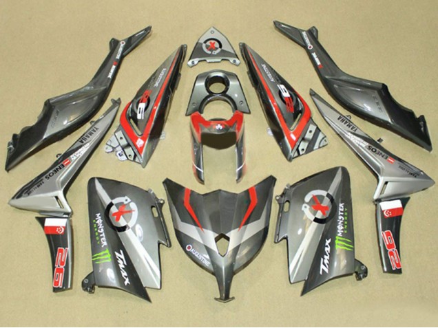 Carénages Moto Yamaha TMAX530 2012-2014 - Gris Rouge Monstre ENEOS