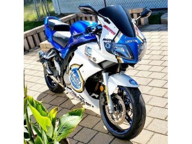Meilleurs Carénages Moto Suzuki SV650 2003-2013 - Blanc Bleu Lucky Strike Motul