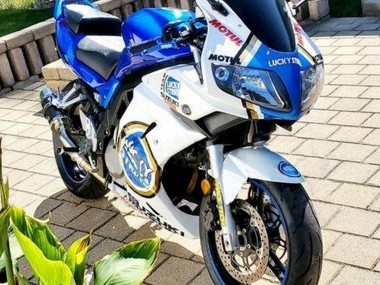 Meilleurs Carénages Moto Suzuki SV650 2003-2013 - Blanc Bleu Lucky Strike Motul