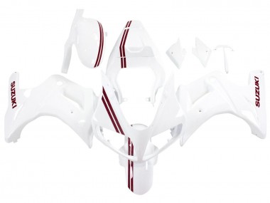 Meilleurs Carénages Moto Suzuki SV650 2003-2013 - Blanc Rouge Foncé Doubler