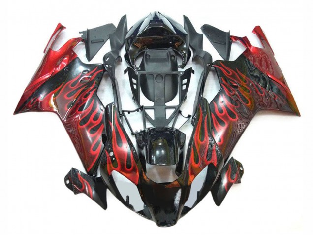 Carénages Moto Aprilia RSV1000 2003-2006 - Noir Brillant Rouge Flamme