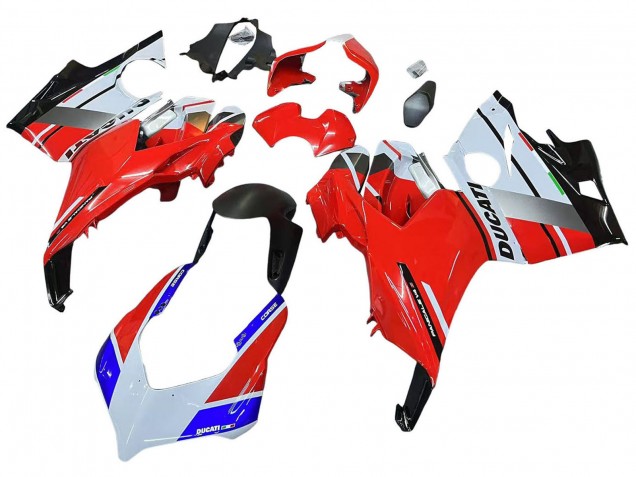 Carénages Moto Ducati Panigale V4 V4S 2018-2019 - Blanc Argent Rouge Noir Brillant