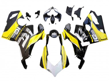 Meilleurs Carénages Moto Ducati Panigale V4 V4S 2018-2019 - Blanc Jaune Noir Brillant