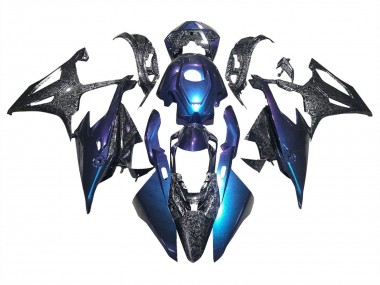 Meilleurs Carénages Moto BMW S1000RR 2019-2022 - Pente Bleu Violet Fibre de Carbone Forgée