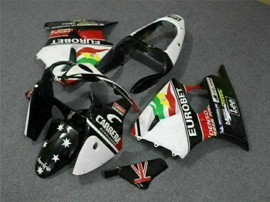 Meilleurs Carénages Moto Kawasaki ZX6R 2000-2002 - Blanc Rouge Jaune Vert Noir Brillant Étoile EuroBet
