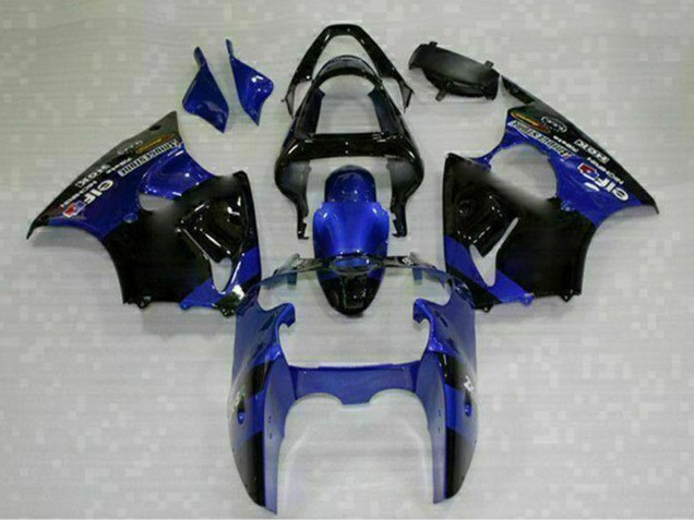Carénages Moto Kawasaki ZX6R 2000-2002 - Bleu Noir Brillant Elf Bridgestone