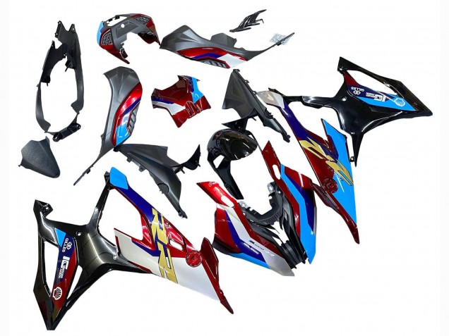 Carénage Moto BMW S1000RR 2019-2022 - Blanc Bleu Rouge Noir