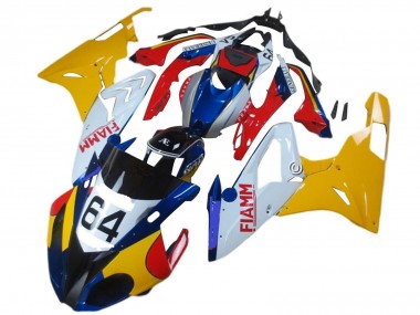 Meilleurs Carénages Moto BMW S1000RR 2015-2016 - Jaune Blanc Bleu Fiamm 64