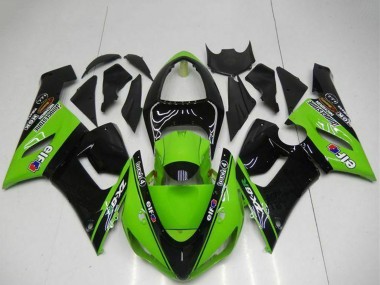 Meilleurs Carénages Moto Kawasaki ZX6R 2005-2006 - Vert Noir Brillant Elf